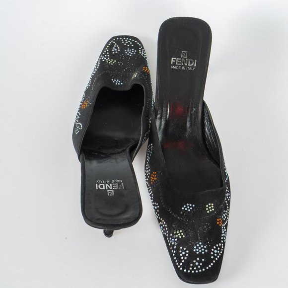 Vintage Fendi jeweled mules - sz 11/10.5 - Picture 3 of 6